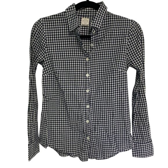 The Perfect Shirt by J.Crew Black White Gingham Long Sleeve Button Up Size 0 - Picture 1 of 4